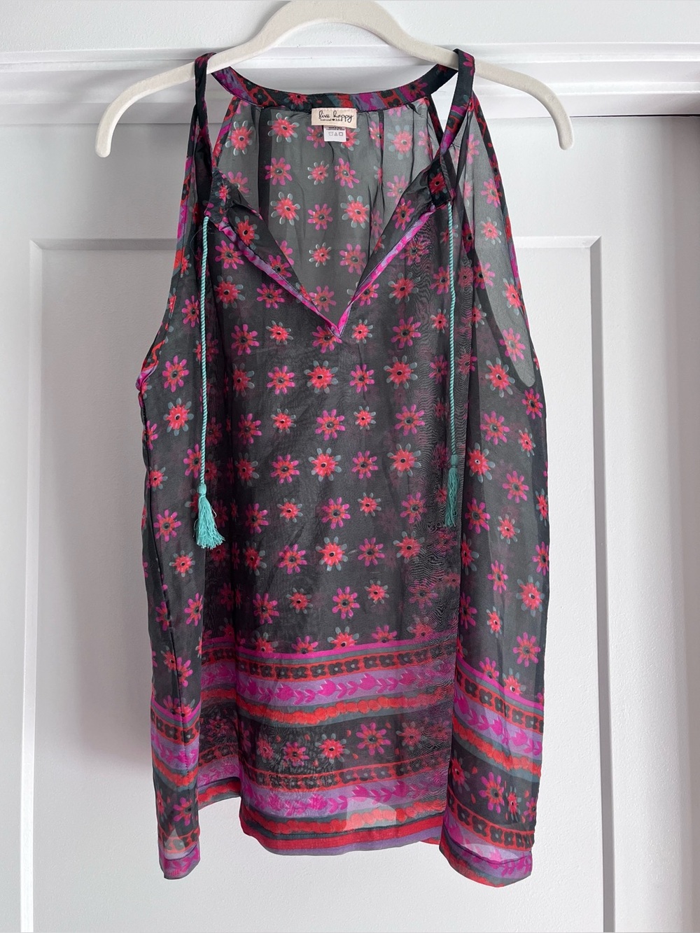 Natural life Boho print tank semi sheer M